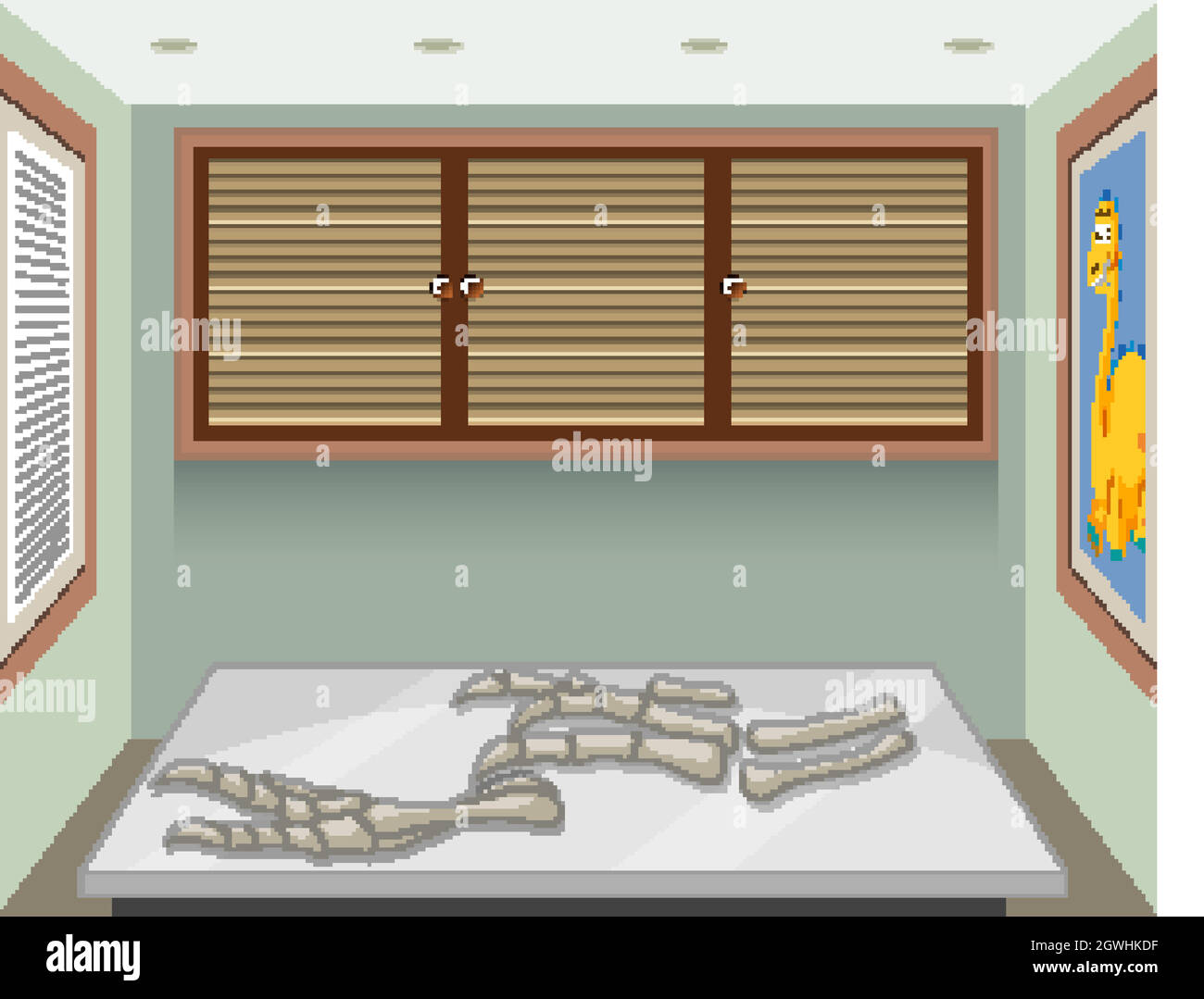 Fossile de dinosaure éteint dans la chambre Illustration de Vecteur