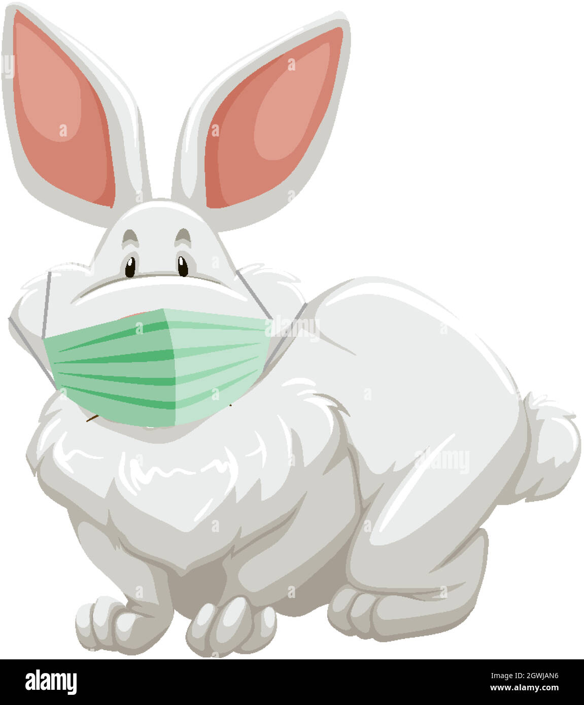 masque de port de personnage de dessin animé de lapin Illustration de Vecteur