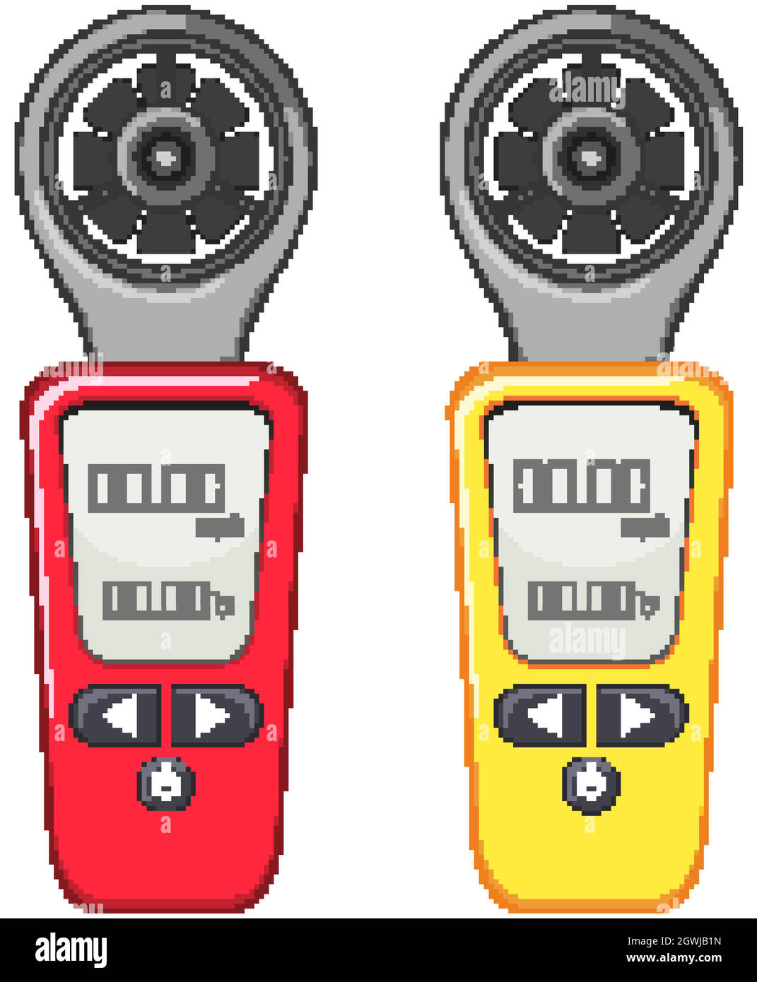 Deux appareils de mesure de couleur rouge et jaune Illustration de Vecteur