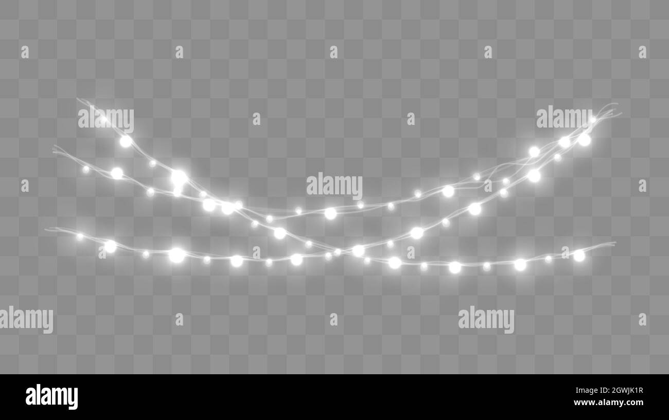 Ensemble de lumières de Noël. Vector nouvel an décore une guirlande avec des ampoules lumineuses. Illustration de Vecteur