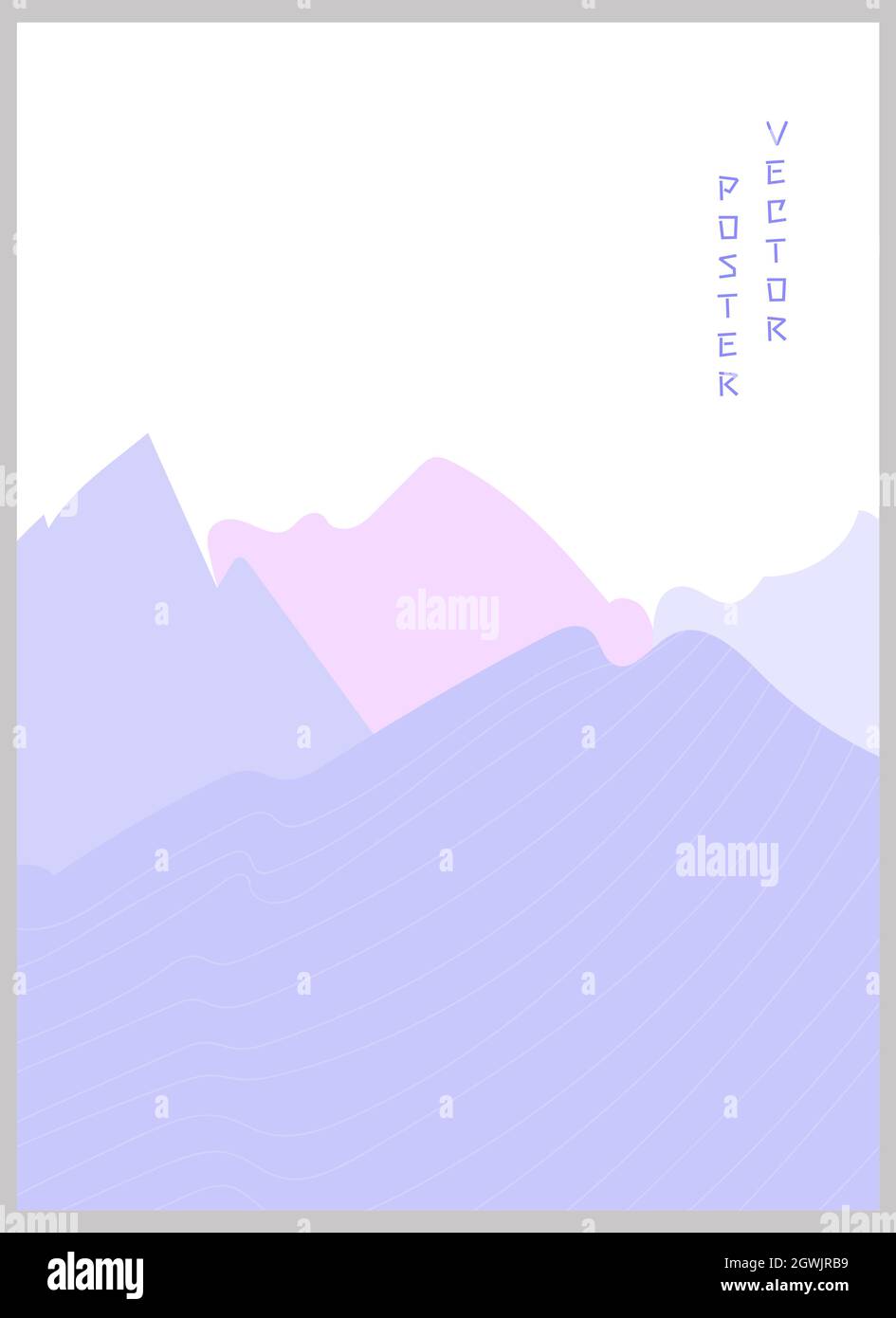 Poster abstrait paysage de montagne. Arrière-plan géométrique de style japonais asiatique. Illustration de Vecteur