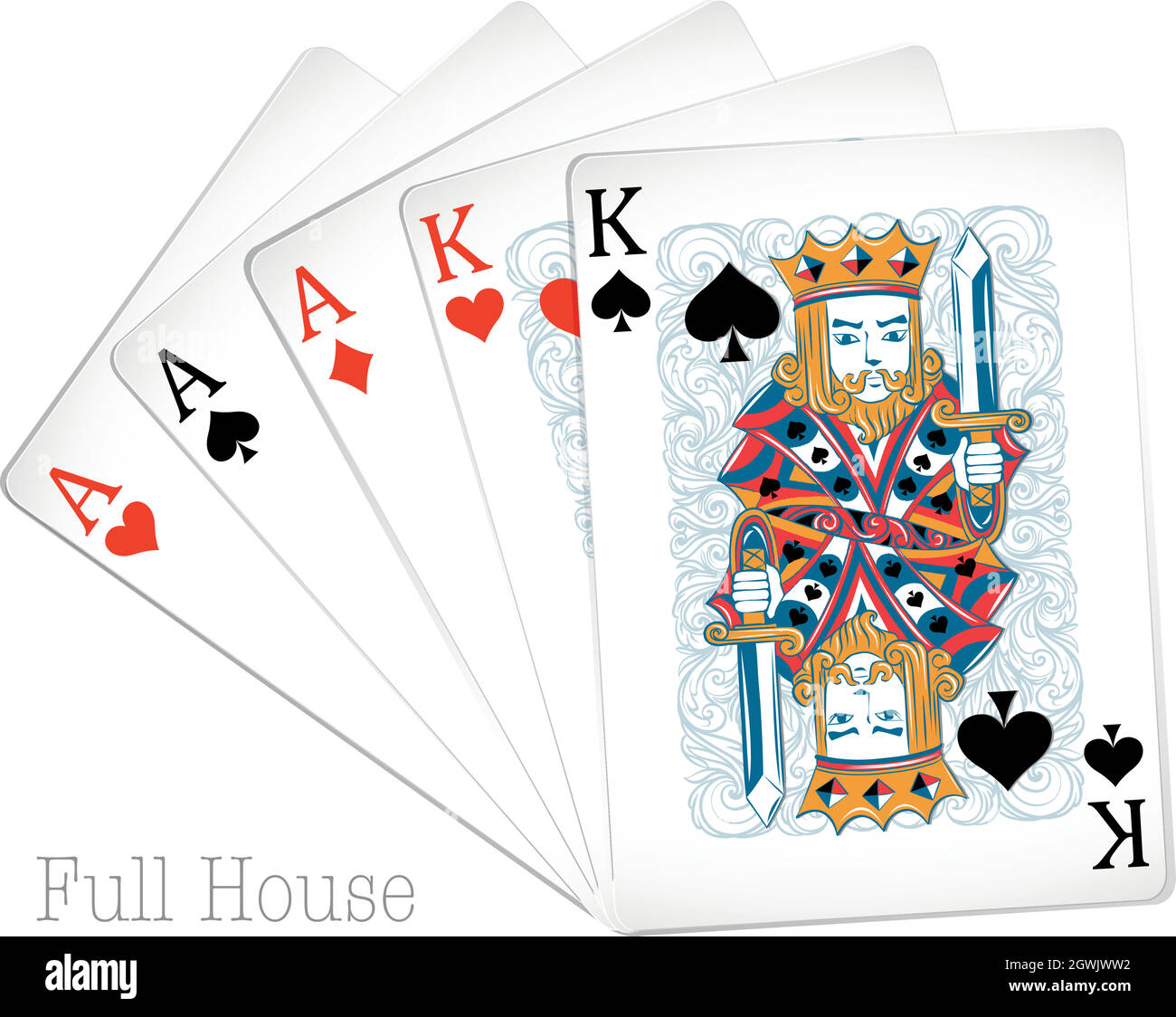 Cartes de poker maison complète Illustration de Vecteur