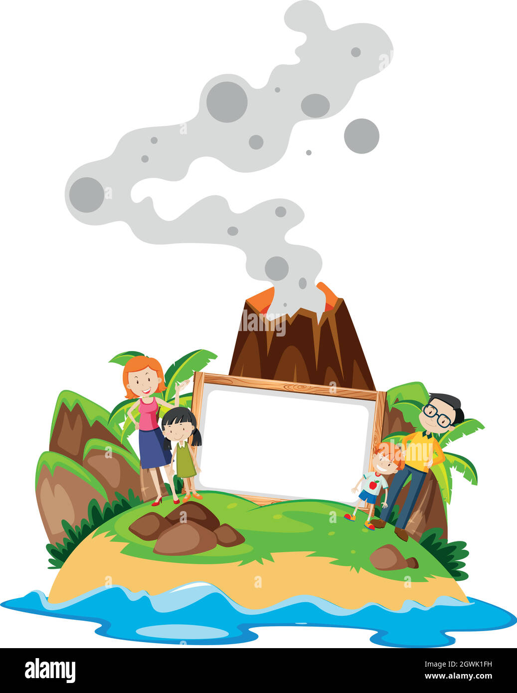 Cadre de maintien familial sur l'île Illustration de Vecteur