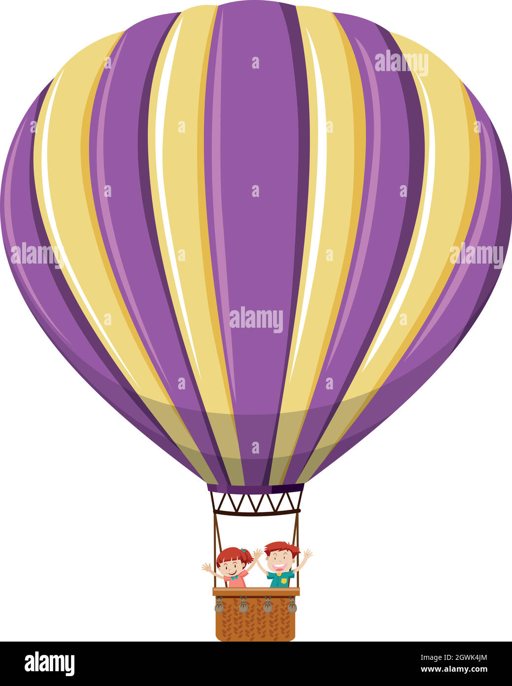 Grand ballon d'air chaud avec deux personnes Illustration de Vecteur