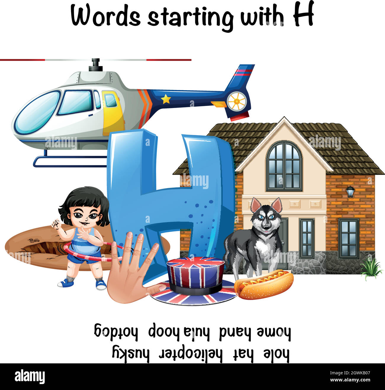 Mot anglais commençant par H illustration Illustration de Vecteur