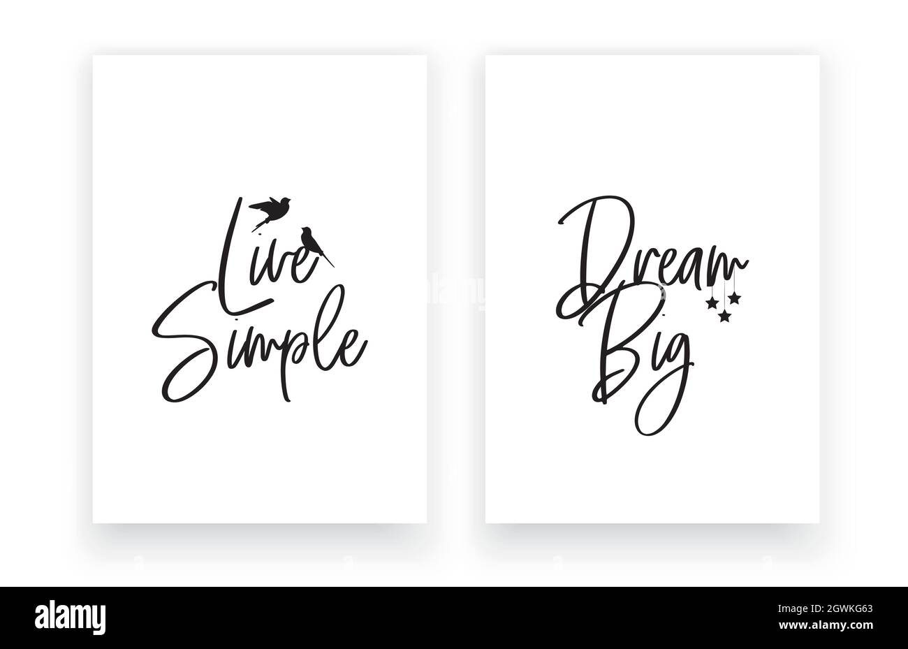 Vivez simple, rêvez grand, vecteur.Citation positive motivante.Décoration scandinave moderne minimaliste à trois pièces.Affirmation Illustration de Vecteur