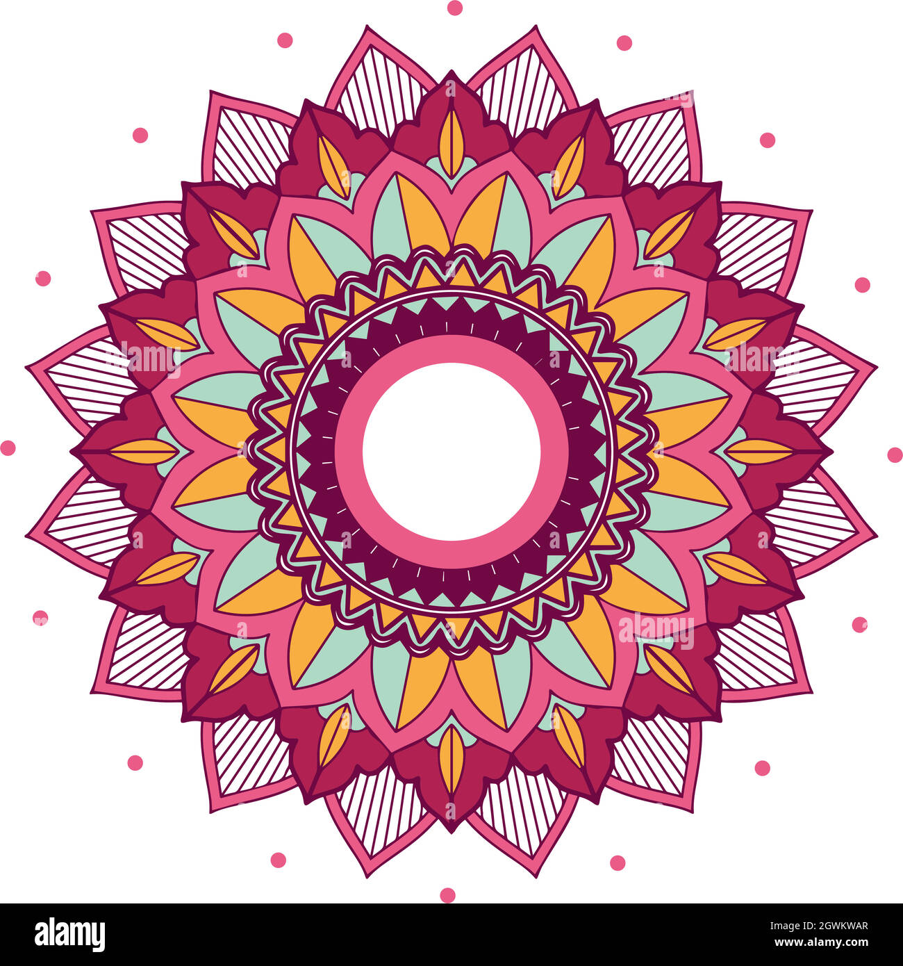 Motif Mandala rose et jaune Illustration de Vecteur