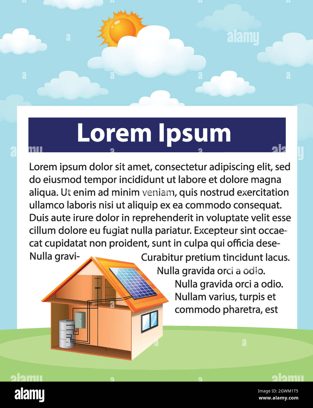 Schéma illustrant le fonctionnement de la cellule solaire à la maison Illustration de Vecteur