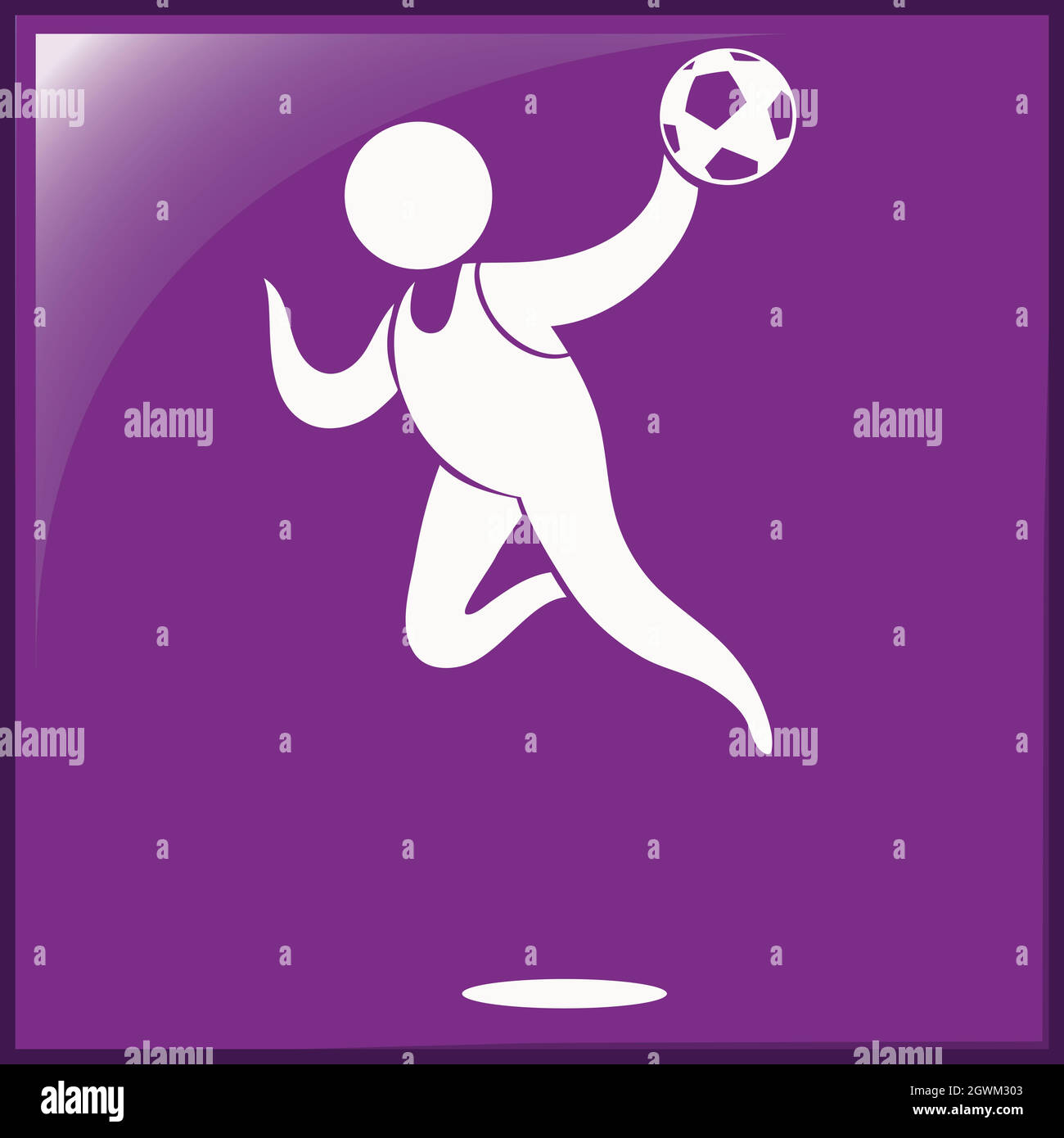 Icône de handball sur fond violet Illustration de Vecteur