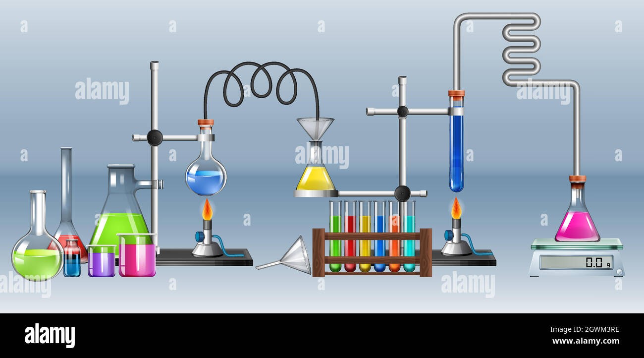 Laboratoire scientifique avec de nombreux équipements Illustration de Vecteur