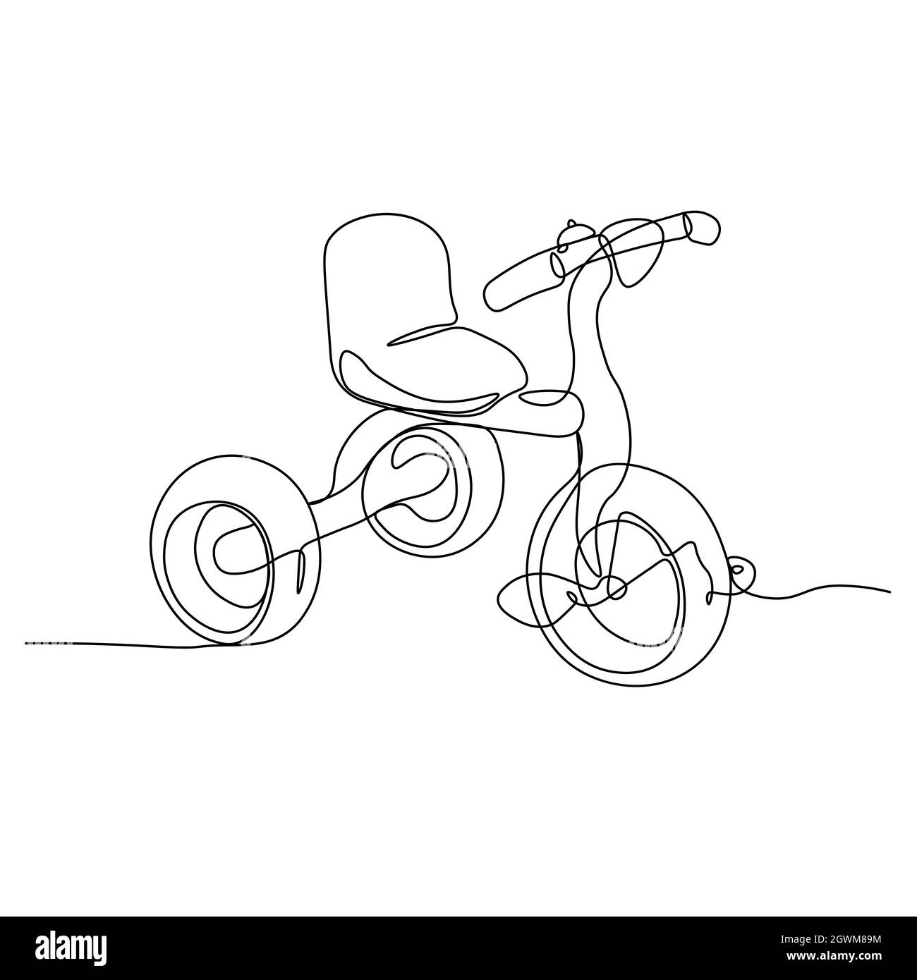 Tricycle pour enfants. Une ligne continue. Illustration vectorielle tracée avec une seule ligne. Illustration de Vecteur