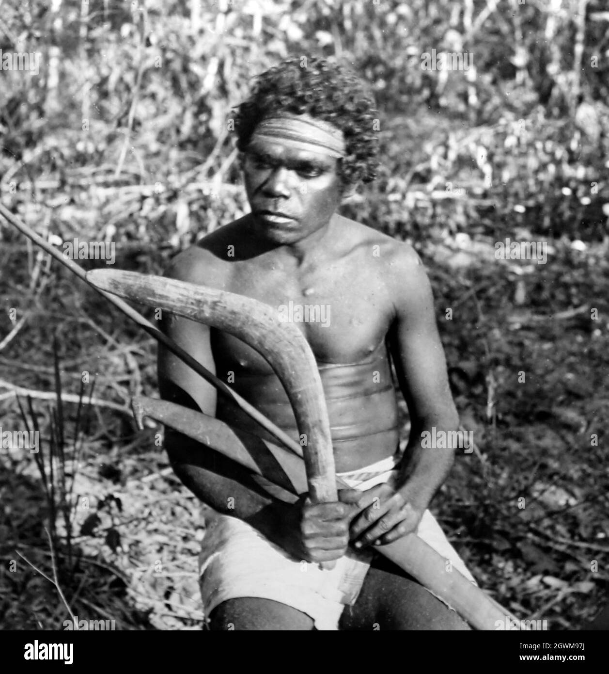 Homme aborigène, Australie, époque victorienne Banque D'Images