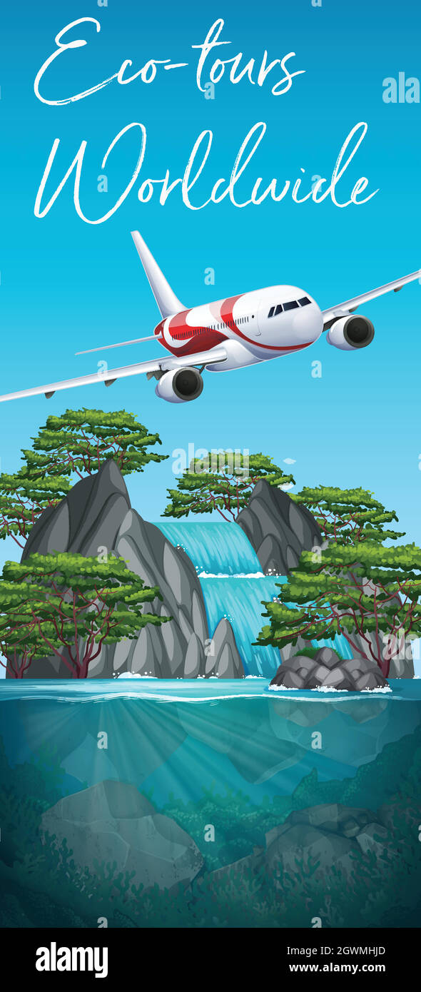Éco tours scène mondiale en avion Illustration de Vecteur