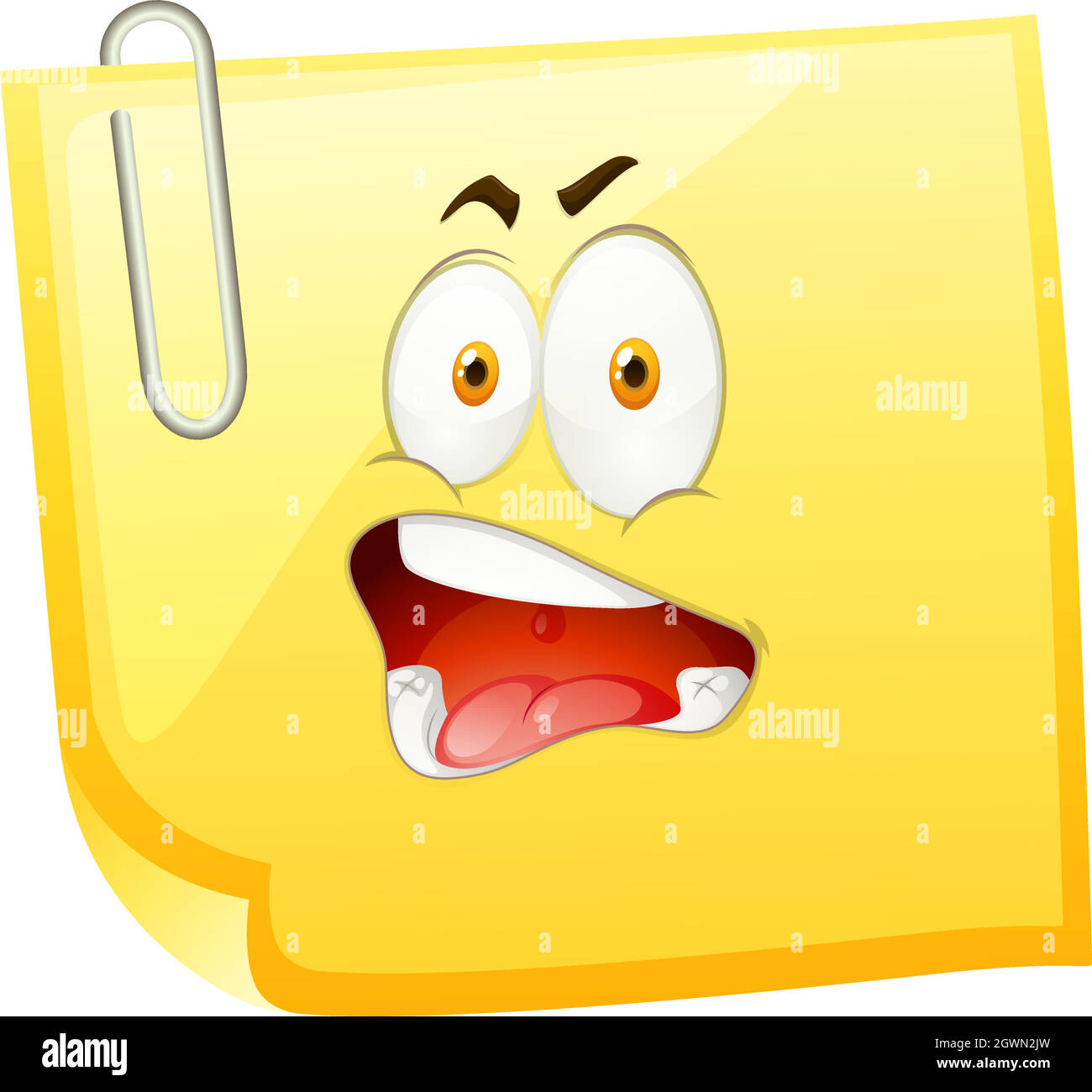 Papier jaune au visage choquant Illustration de Vecteur