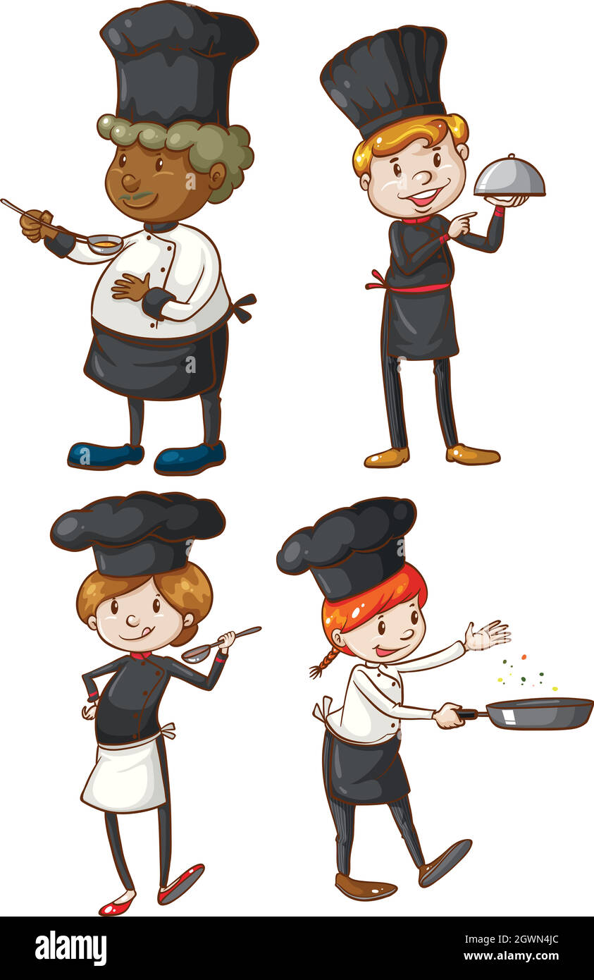 Quatre excellents chefs Illustration de Vecteur