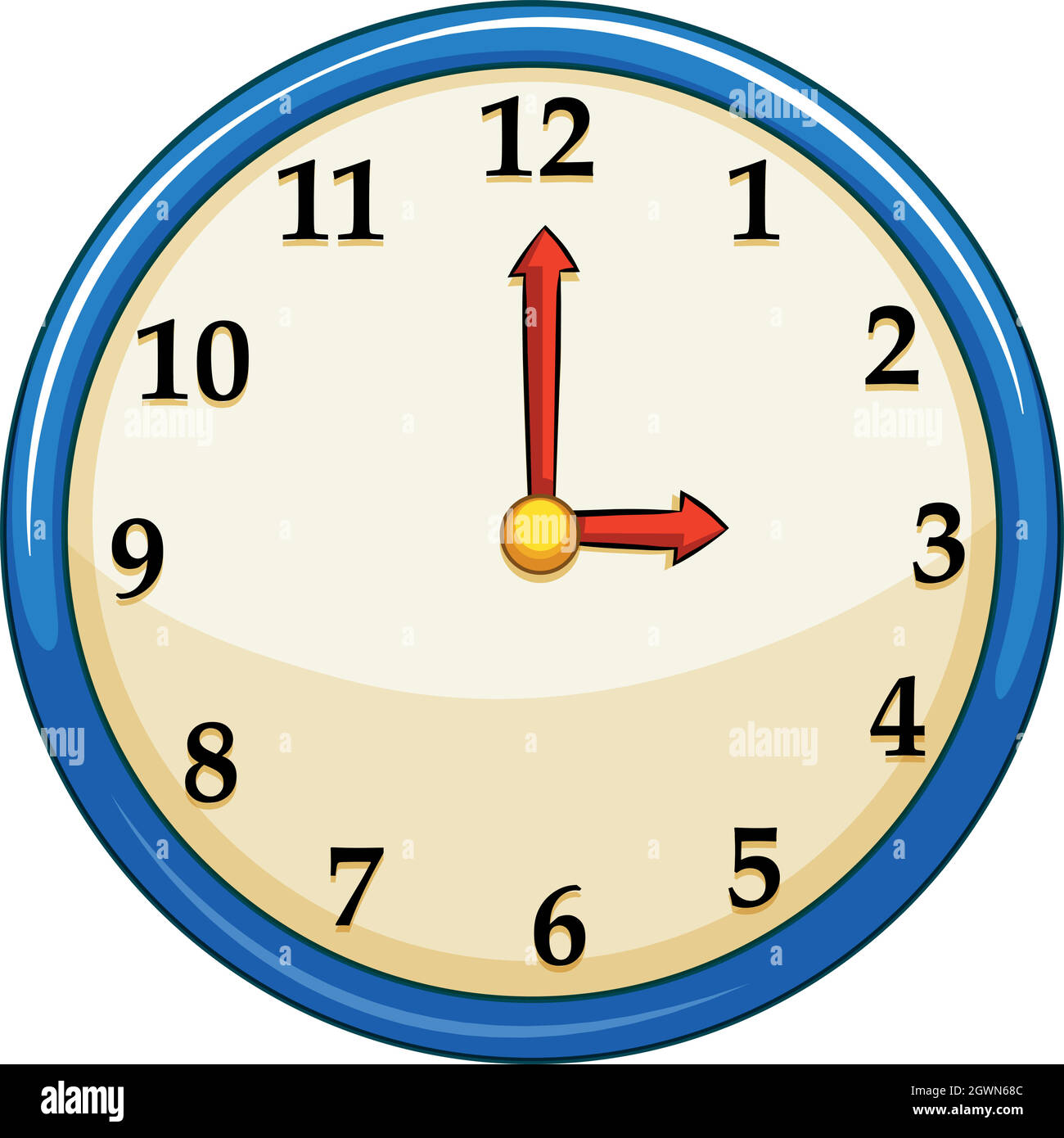 Horloge Rounc avec aiguilles rouges Illustration de Vecteur