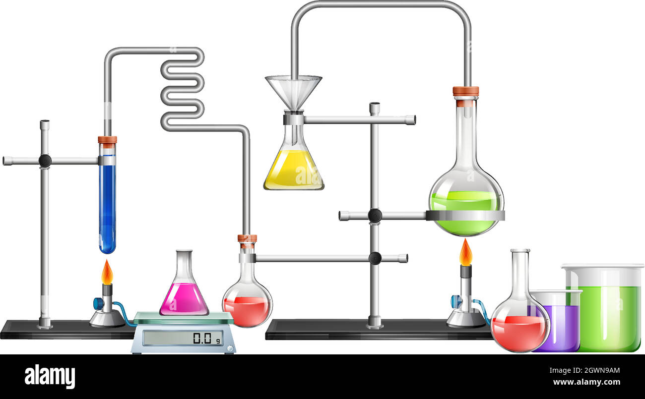 Laboratoire scientifique avec de nombreux équipements Illustration de Vecteur