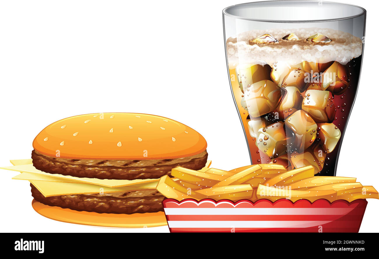 Hamburger, frites et cola Illustration de Vecteur