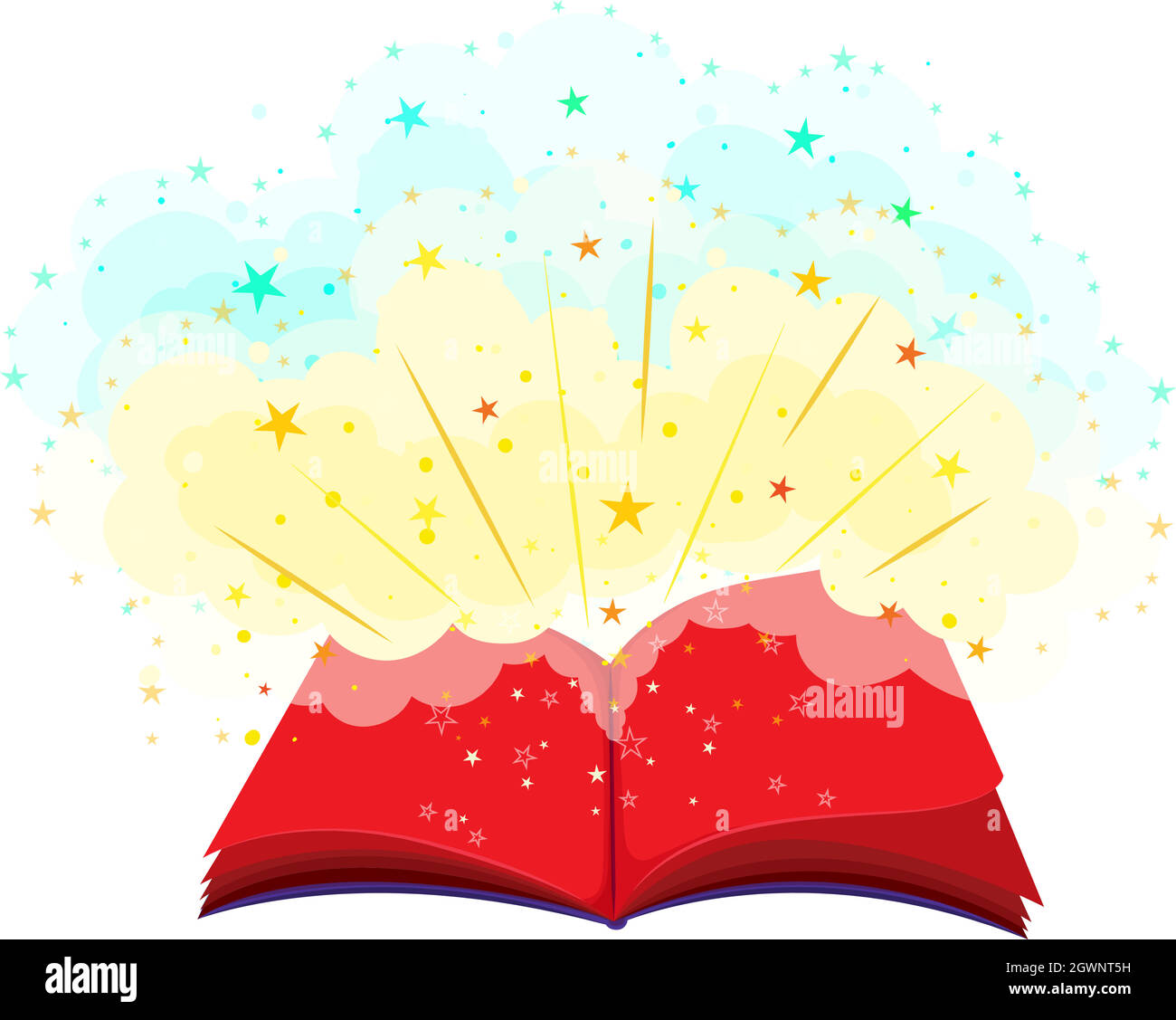 Livre ouvert plein de magie Illustration de Vecteur