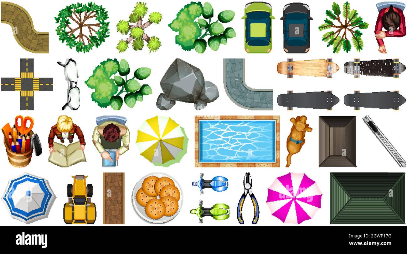 Ensemble de décorations de maison d'élément d'antenne isolées Illustration de Vecteur