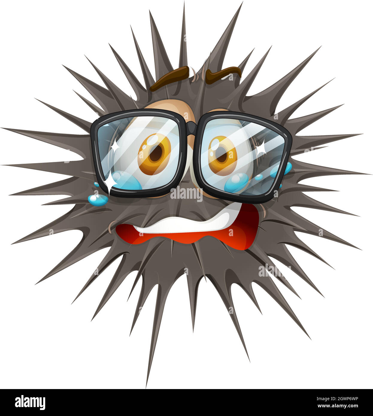 Boule épineuse avec visage en pleurs Illustration de Vecteur