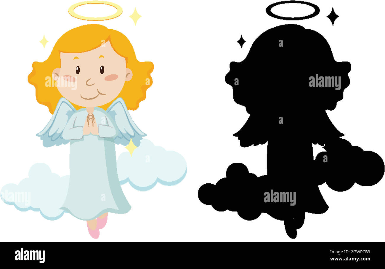 Joli ange avec sa silhouette Illustration de Vecteur