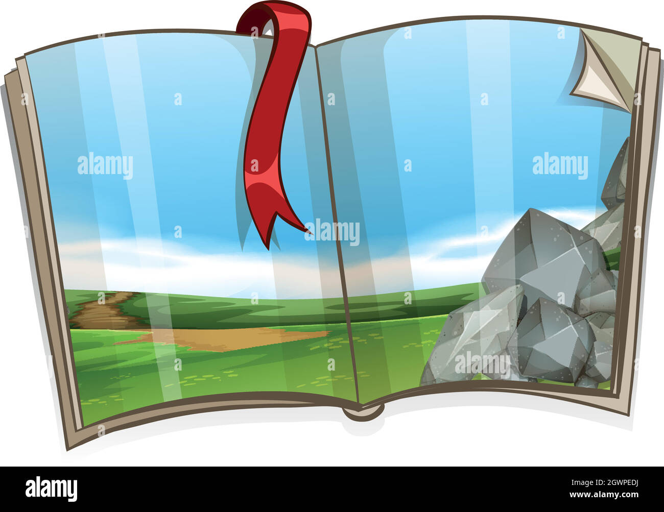 Scène de campagne sur le livre Illustration de Vecteur