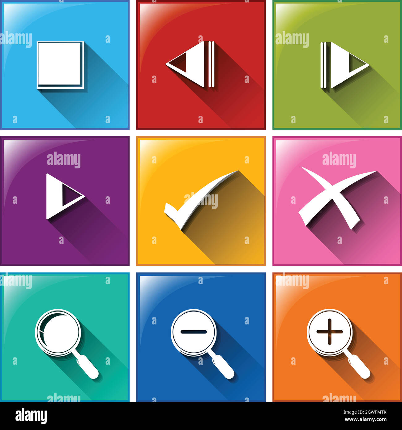 Icônes avec différents symboles Illustration de Vecteur