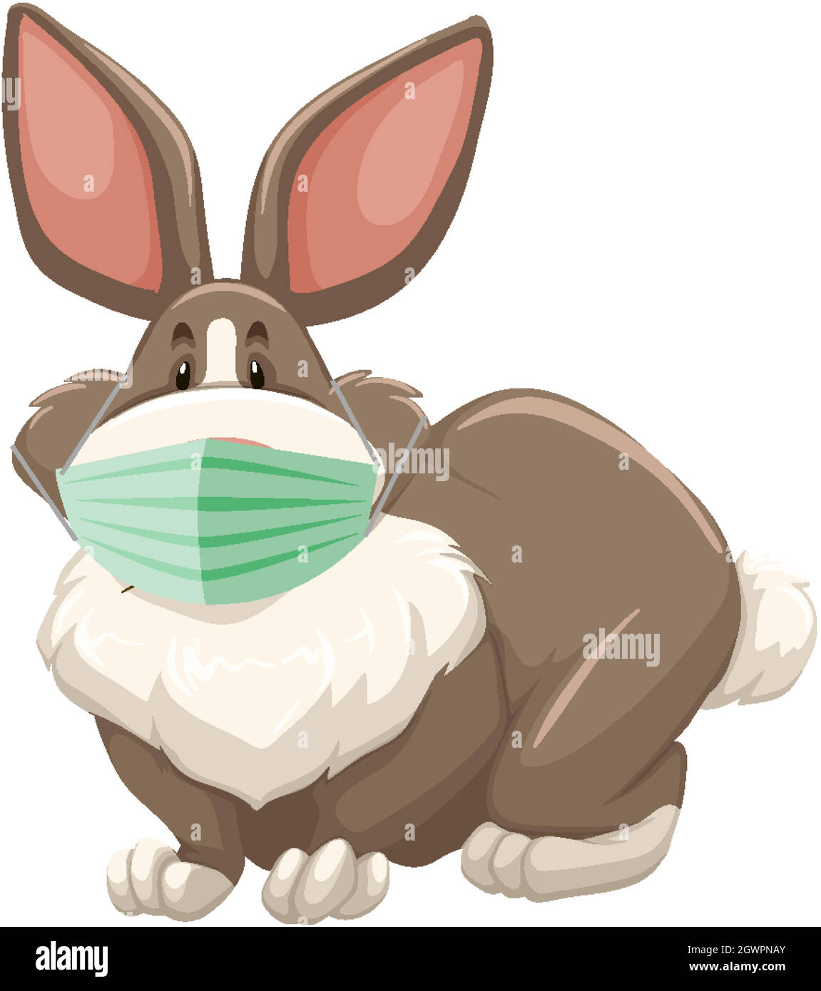 masque de port de personnage de dessin animé de lapin Illustration de Vecteur
