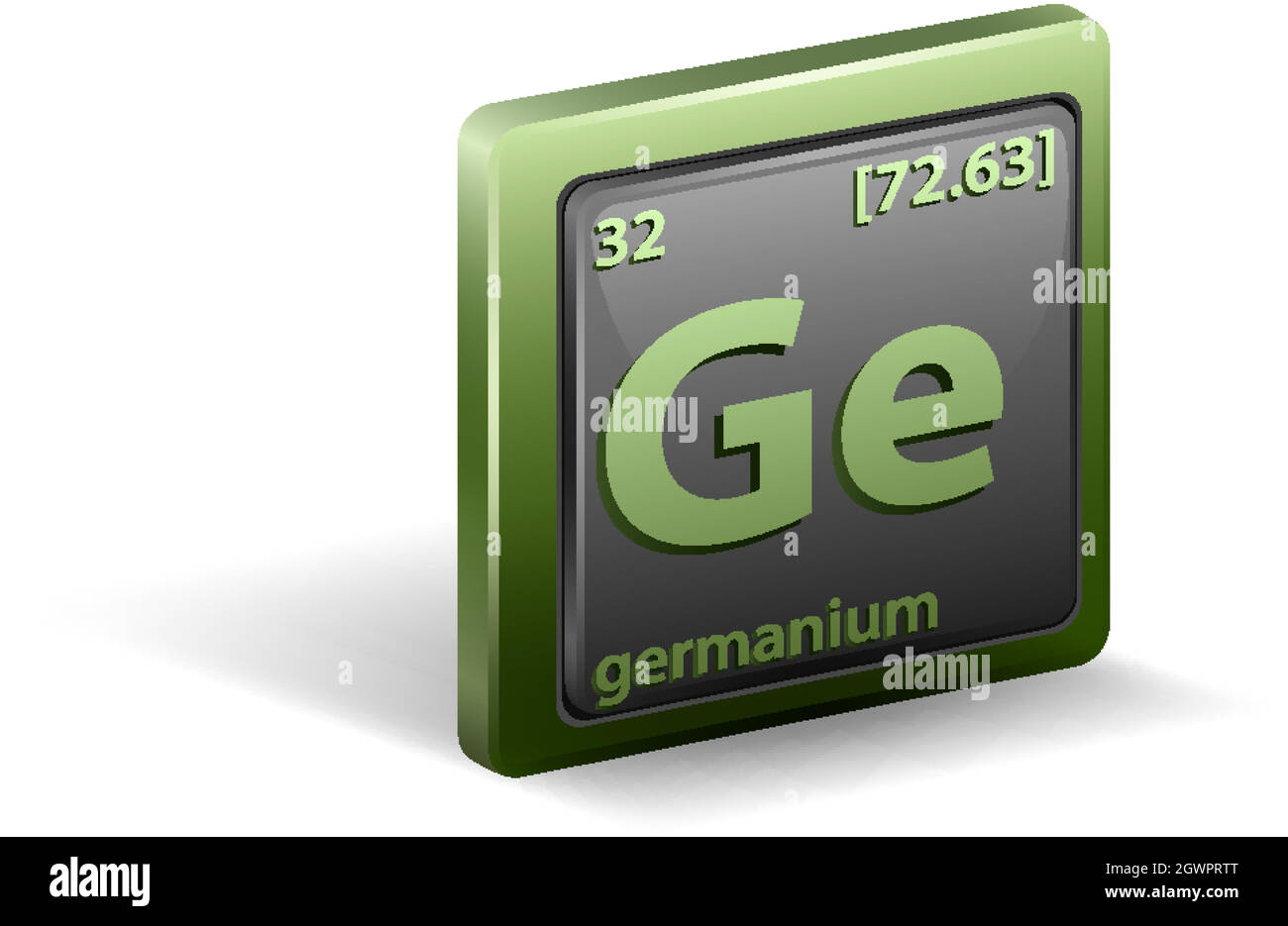 Élément chimique en germanium. Symbole chimique avec numéro atomique et masse atomique. Illustration de Vecteur