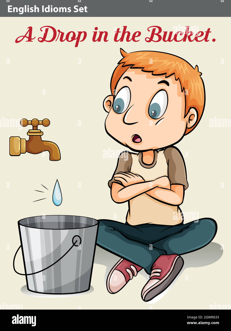 Un garçon regardant la goutte d'eau Illustration de Vecteur