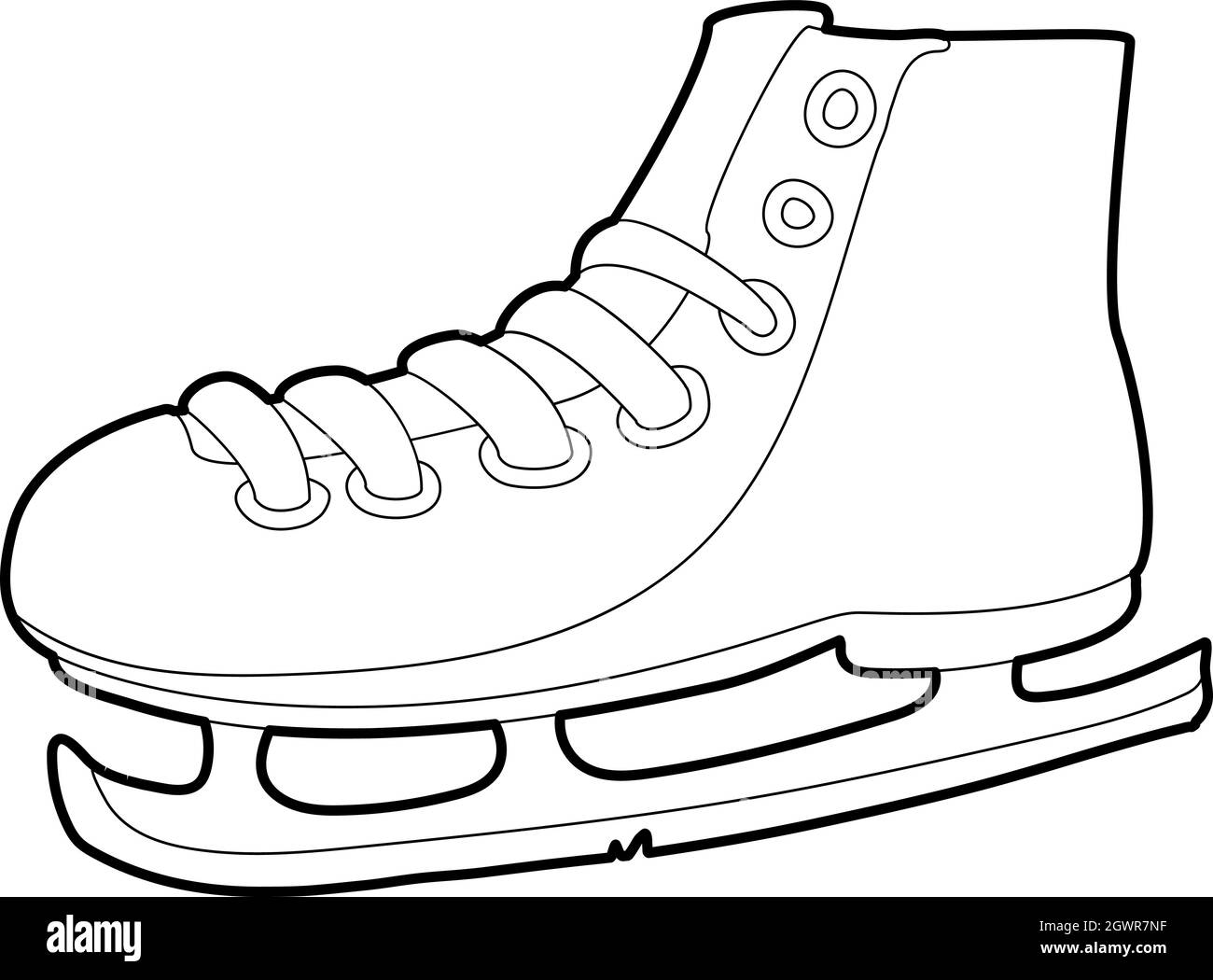 Patinage sur glace, l'icône de style contour Illustration de Vecteur