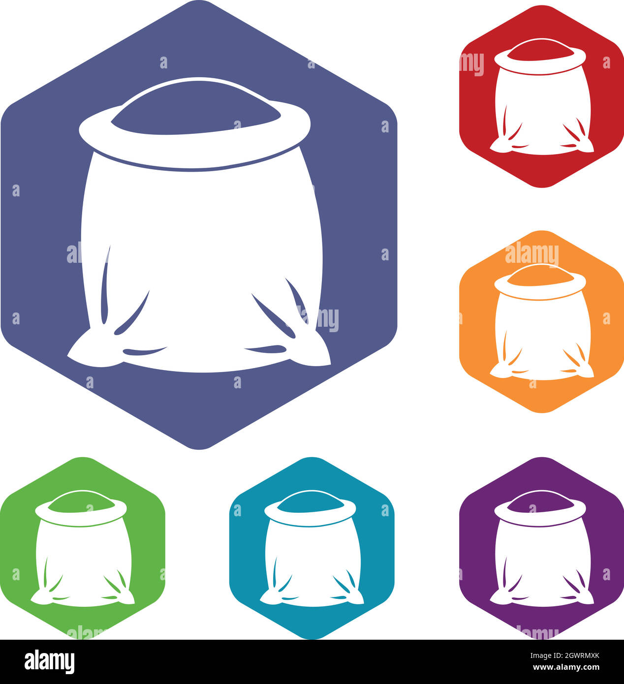 Sac de farine complète icons set Illustration de Vecteur