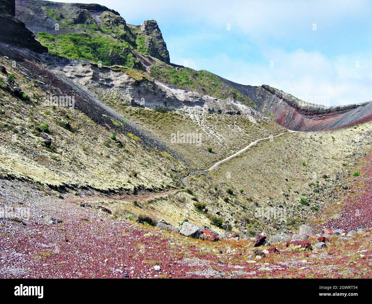 Mt.Tarawera, située sur l'île du Nord de la Nouvelle-Zélande, fait partie de la zone volcanique de Taupo, dont l'éruption est majeure en 1886. Banque D'Images