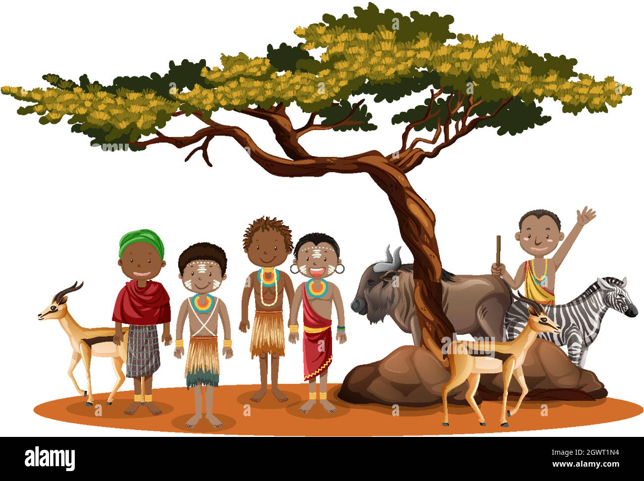 Ethnie de caractère des tribus africaines Illustration de Vecteur