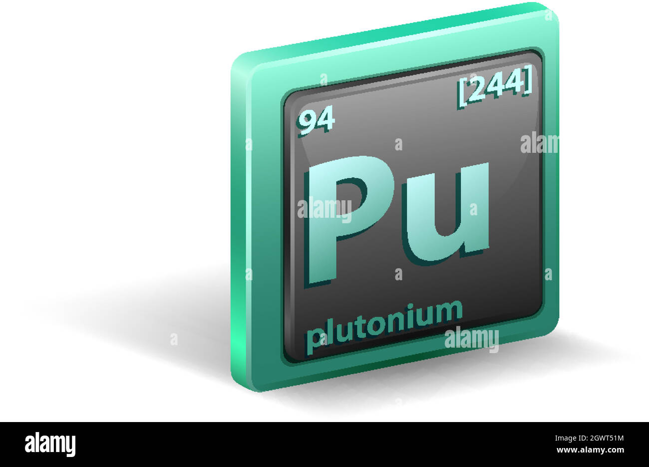 Élément chimique de plutonium. Symbole chimique avec numéro atomique et masse atomique. Illustration de Vecteur