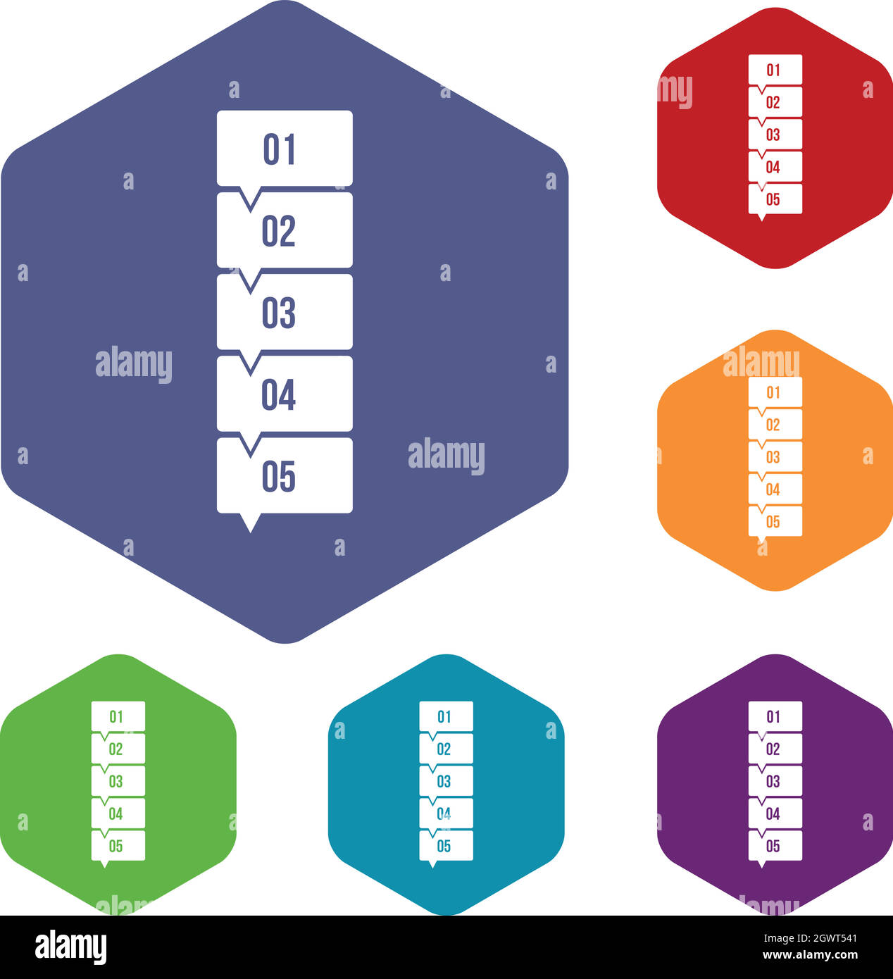 Cinq étapes infographie icons set Illustration de Vecteur