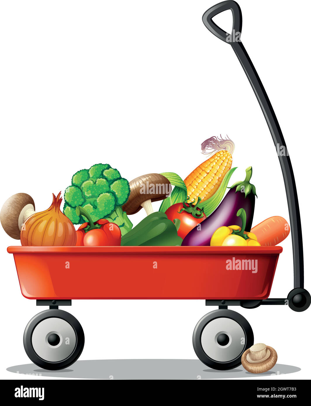 Légumes frais en chariot rouge Illustration de Vecteur