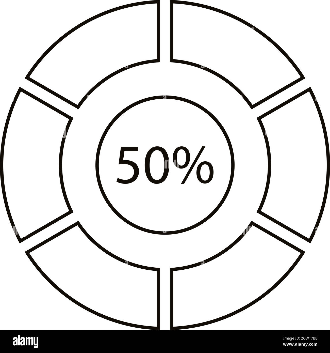 Cinquante pour cent des infographies, schéma de style contour Illustration de Vecteur