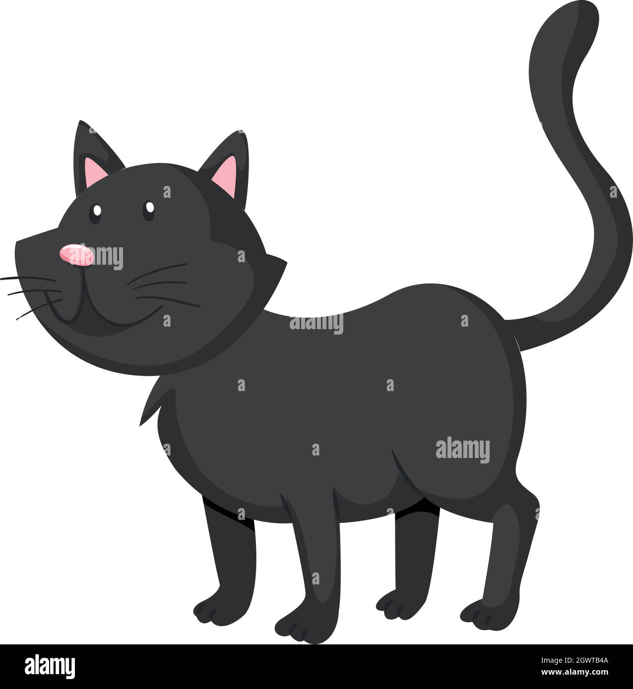 Chat noir debout sur quatre pattes Illustration de Vecteur