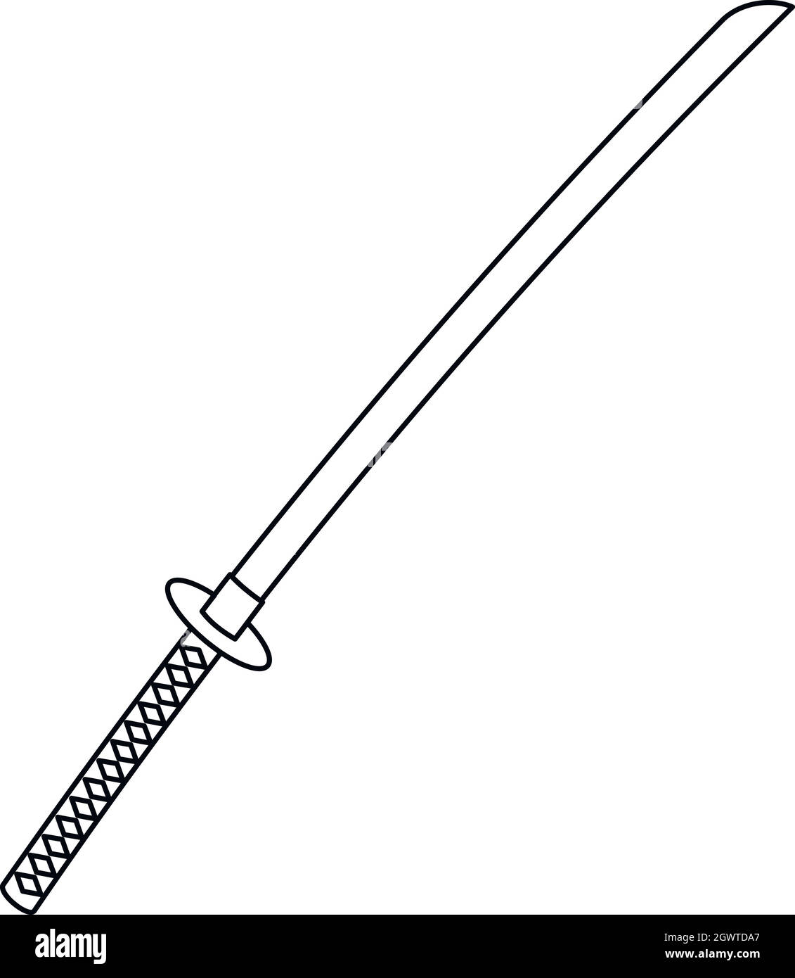 Katana japonais, l'icône de style contour Illustration de Vecteur