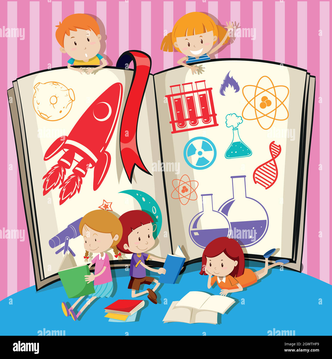 Livre des enfants et des sciences Illustration de Vecteur