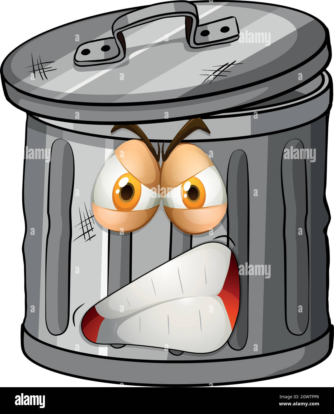 TrashCan avec le visage en colère Illustration de Vecteur