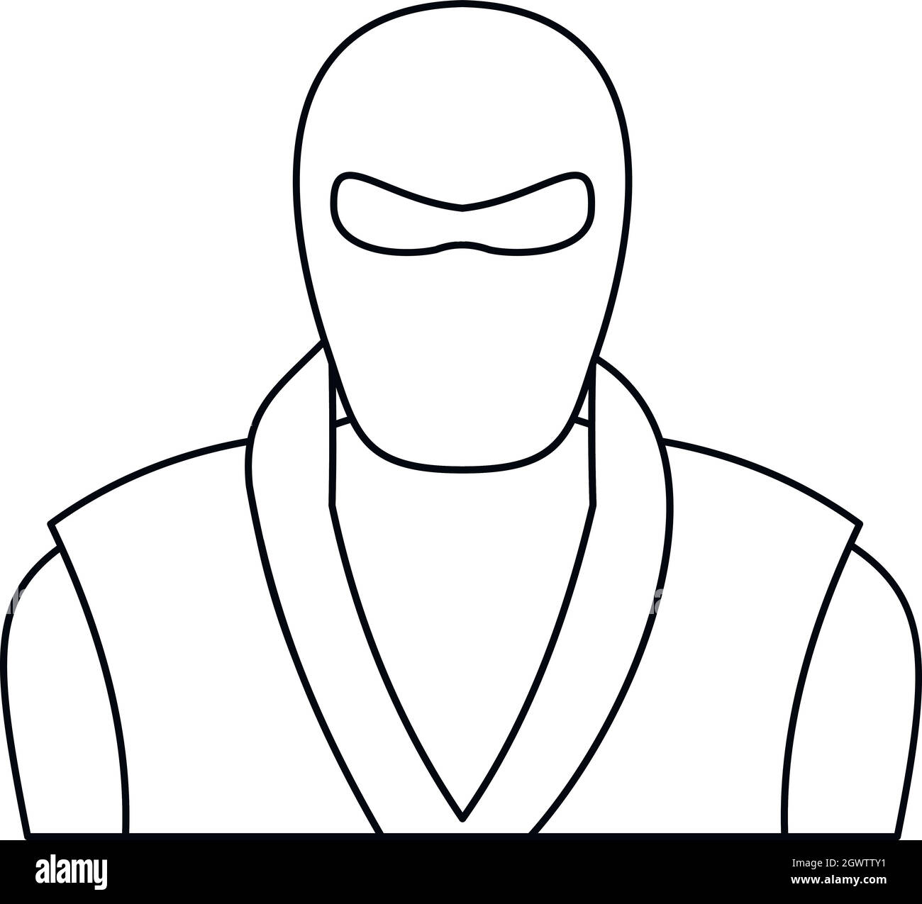 Ninja man, icône de style contour Illustration de Vecteur
