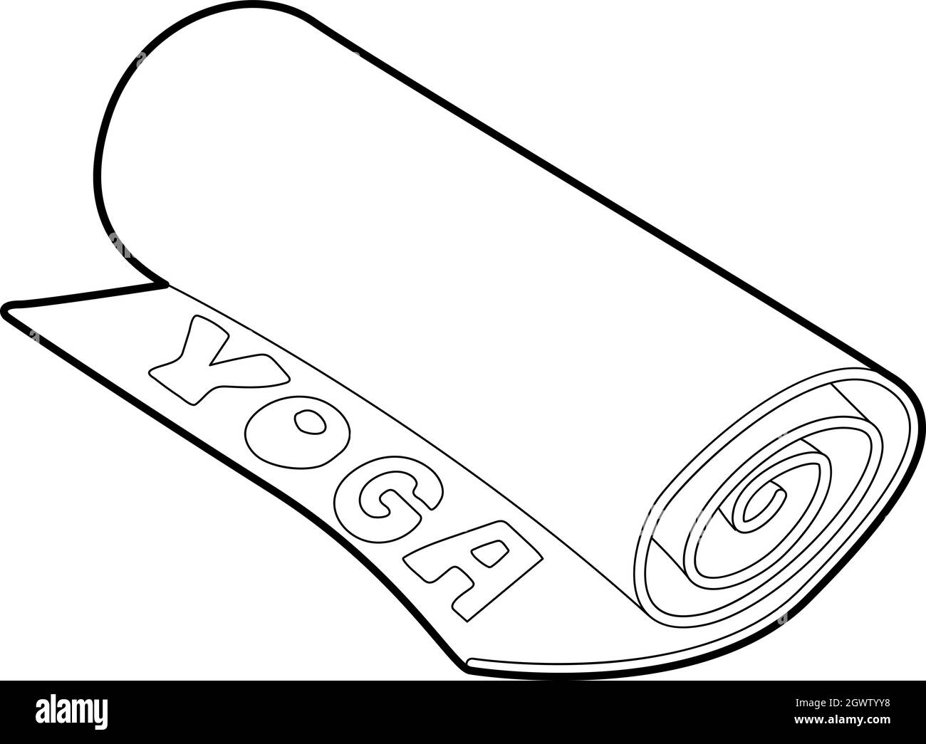 Tapis de Yoga style du contour, icône Illustration de Vecteur