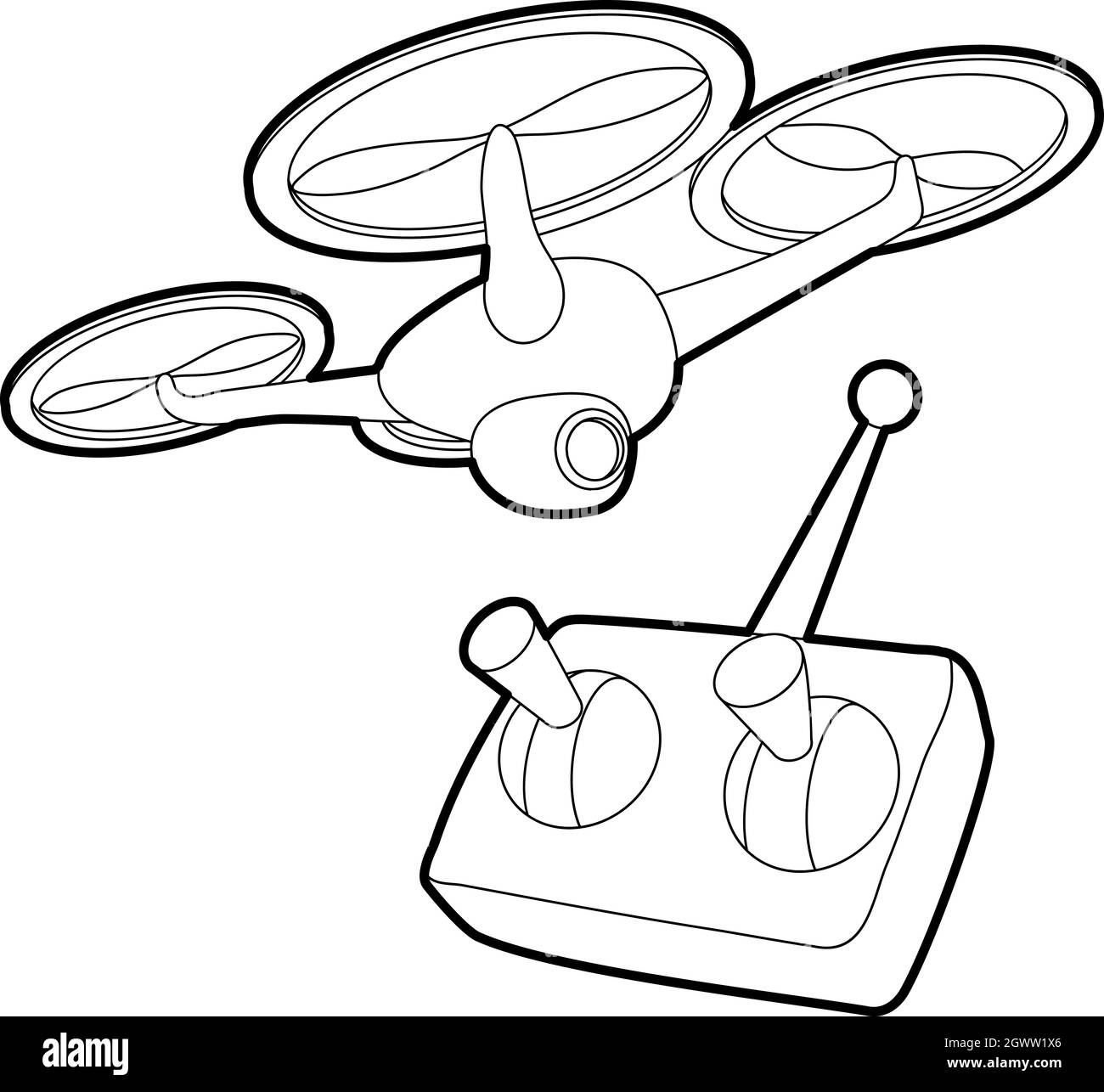 Hélicoptère Rc, icône de style contour Illustration de Vecteur