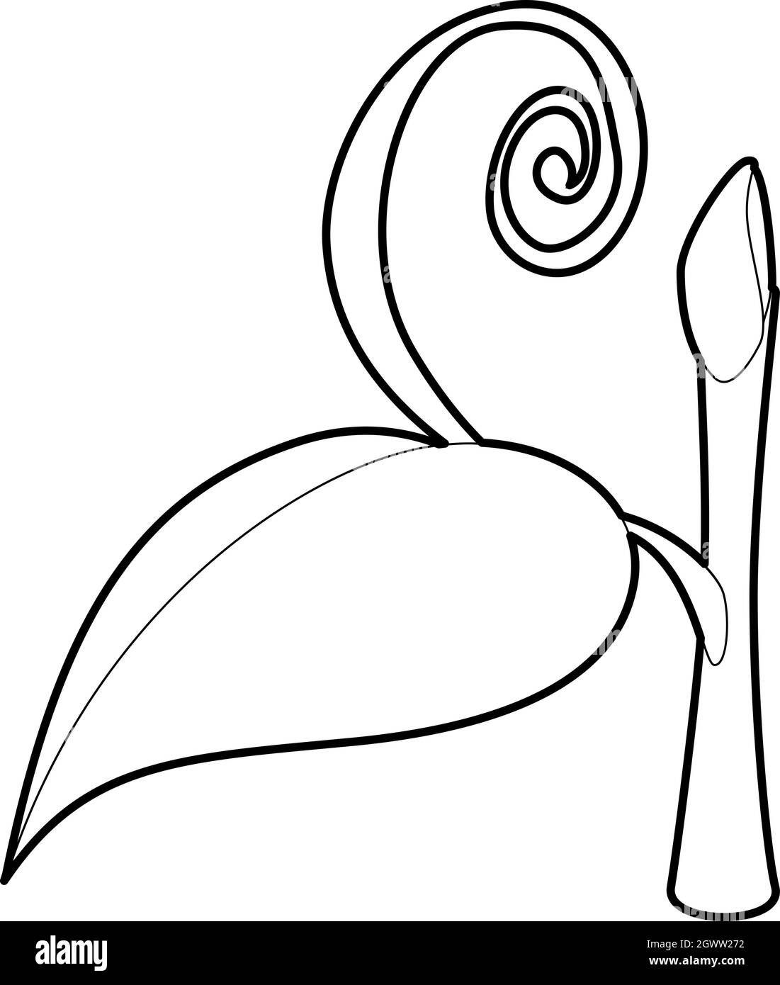 Petite plante, icône de style contour Illustration de Vecteur