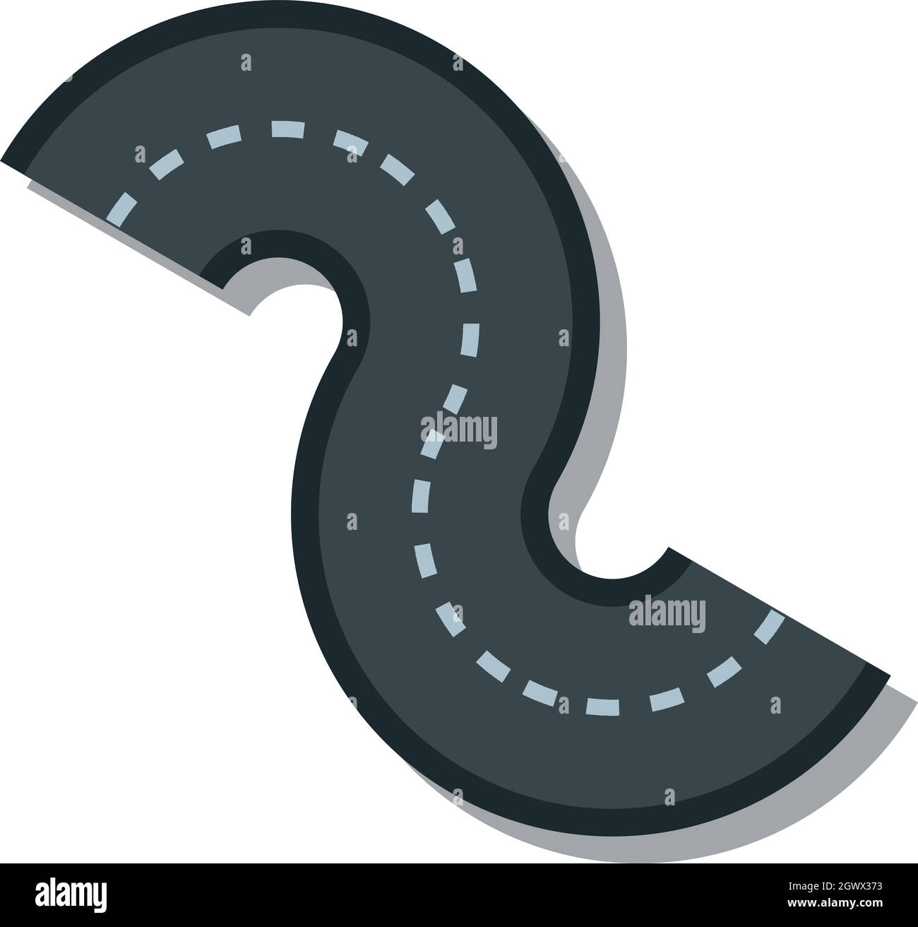La route en zigzag, icône de style plat Illustration de Vecteur