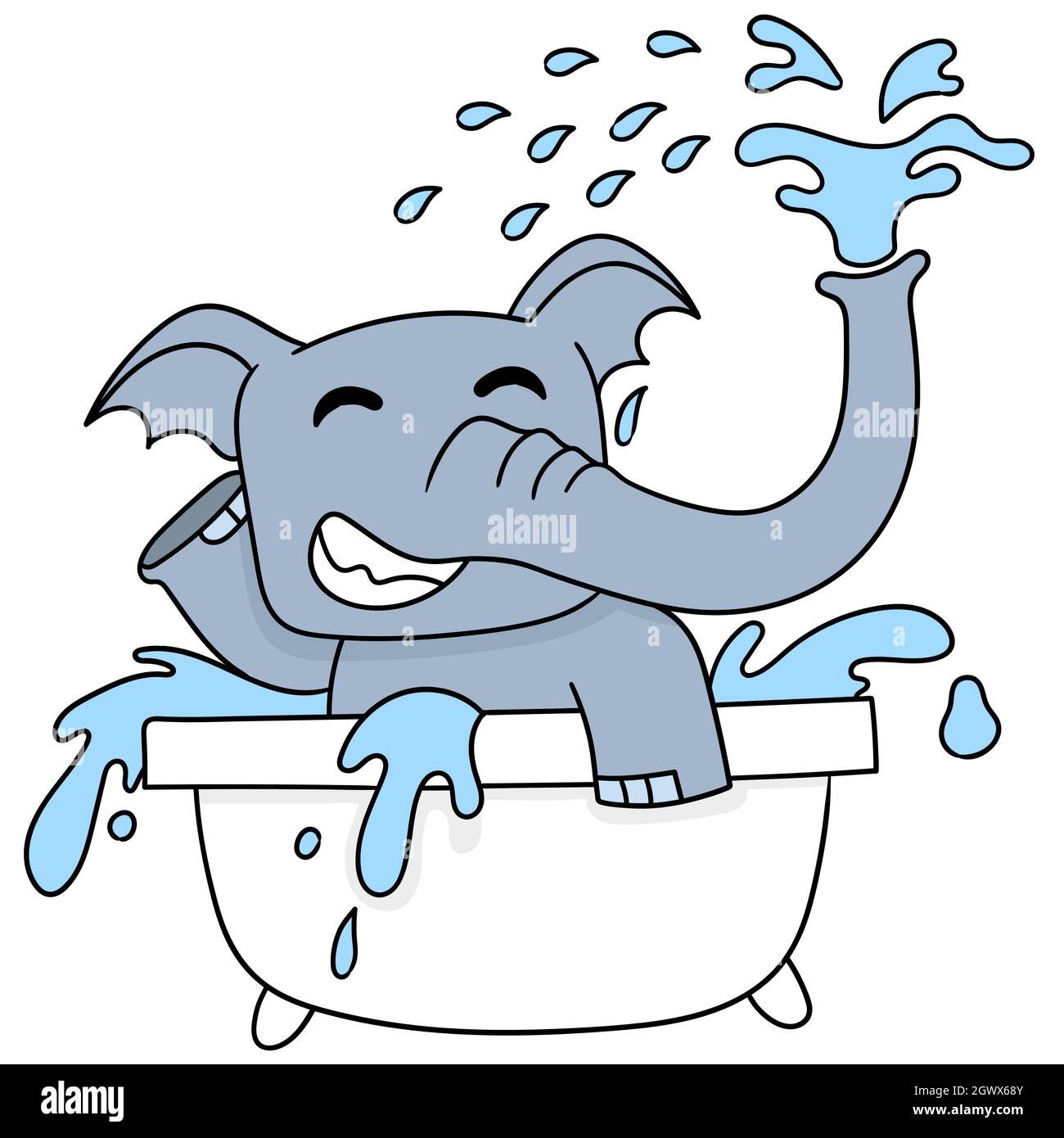 l'éléphant mignon est de se baigner dans la baignoire Illustration de Vecteur