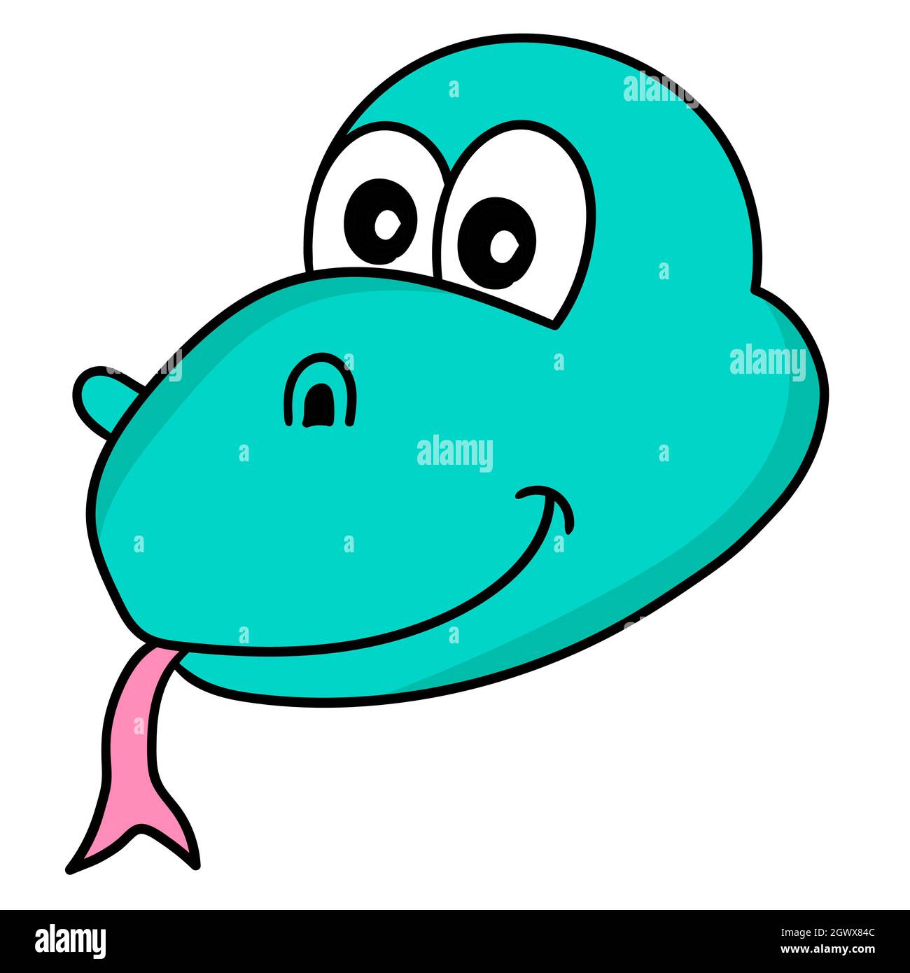 émoticône de dessin animé tête de dragon de komodo qui colle à sa langue Illustration de Vecteur